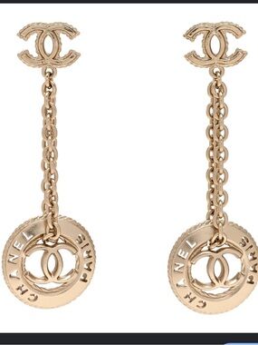 ChaneI 2018 Medallion Drop Dangle Light Gold Tone Earrings